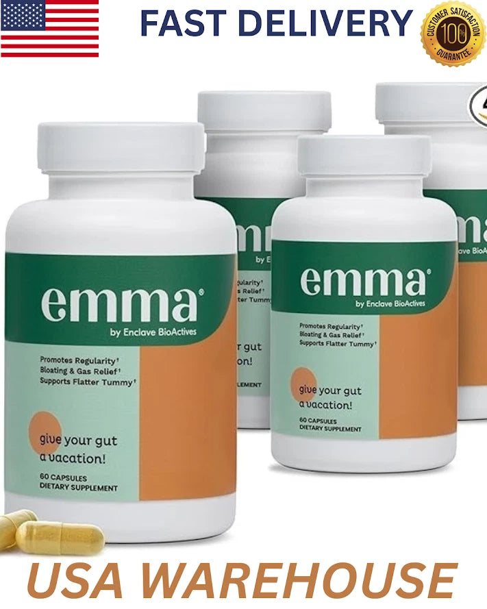 Emma Gut Health Supplement 60 Capsules – Doctor Endorsed Digestive Support for Gas, Bloating & Gut Balance