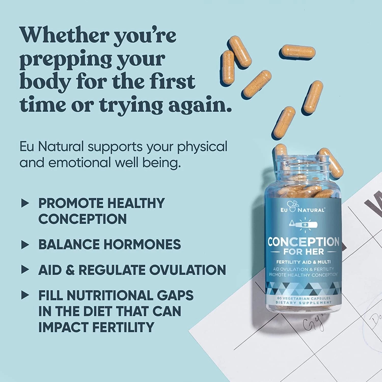 Conception Prenatal For Her Fertility Aid & Multivitamin – 60 Capsules | Women’s Preconception Support Supplement